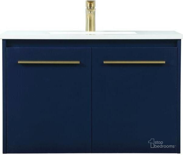 The appearance of Penn 30 Inch Single Bathroom Vanity In Blue designed by Elegant Lighting in the transitional interior design. This blue piece of furniture  was selected by 1StopBedrooms from Penn Collection to add a touch of cosiness and style into your home. Sku: VF44530MBL. Material: MDF. Product Type: Bathroom Vanity. Image1