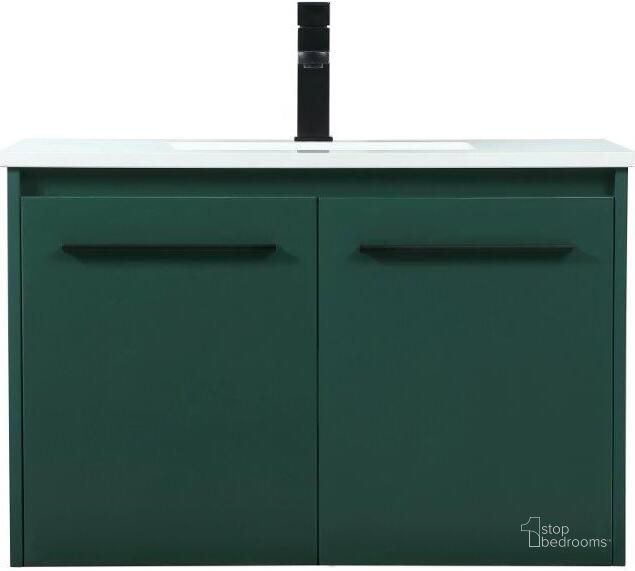 The appearance of Penn 30 Inch Single Bathroom Vanity In Green designed by Elegant Lighting in the transitional interior design. This green piece of furniture  was selected by 1StopBedrooms from Penn Collection to add a touch of cosiness and style into your home. Sku: VF44530MGN. Material: MDF. Product Type: Bathroom Vanity. Image1