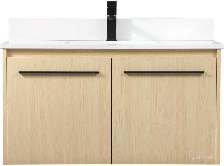The appearance of Penn 36 Inch Single Bathroom Vanity In Maple With Backsplash designed by Elegant Lighting in the transitional interior design. This maple piece of furniture  was selected by 1StopBedrooms from Penn Collection to add a touch of cosiness and style into your home. Sku: VF44536MMP-BS. Material: MDF. Product Type: Bathroom Vanity. Image1