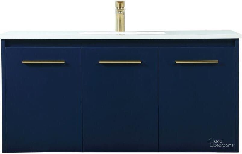 The appearance of Penn 40 Inch Single Bathroom Vanity In Blue designed by Elegant Lighting in the transitional interior design. This blue piece of furniture  was selected by 1StopBedrooms from Penn Collection to add a touch of cosiness and style into your home. Sku: VF44540MBL. Material: MDF. Product Type: Bathroom Vanity. Image1