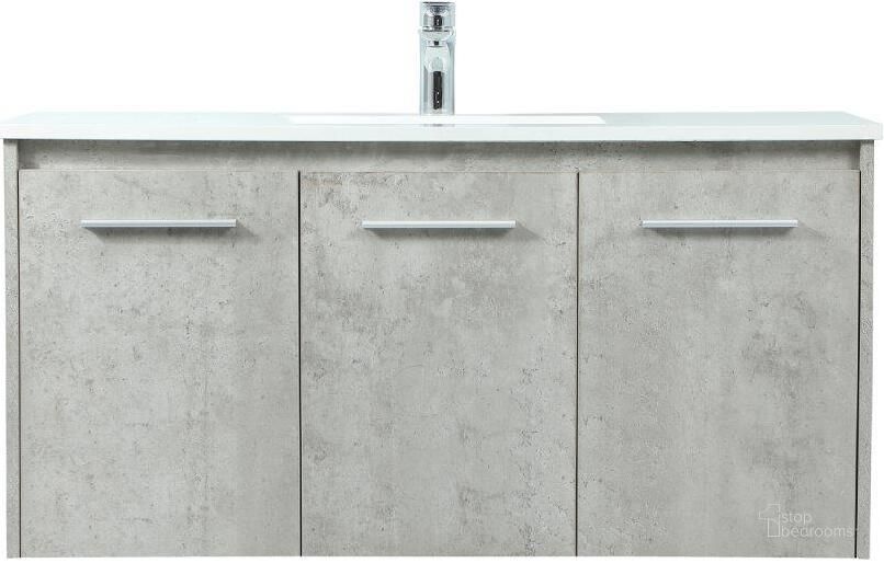 The appearance of Penn 40 Inch Single Bathroom Vanity In Concrete Grey designed by Elegant Lighting in the transitional interior design. This grey piece of furniture  was selected by 1StopBedrooms from Penn Collection to add a touch of cosiness and style into your home. Sku: VF44540MCG. Material: MDF. Product Type: Bathroom Vanity. Image1