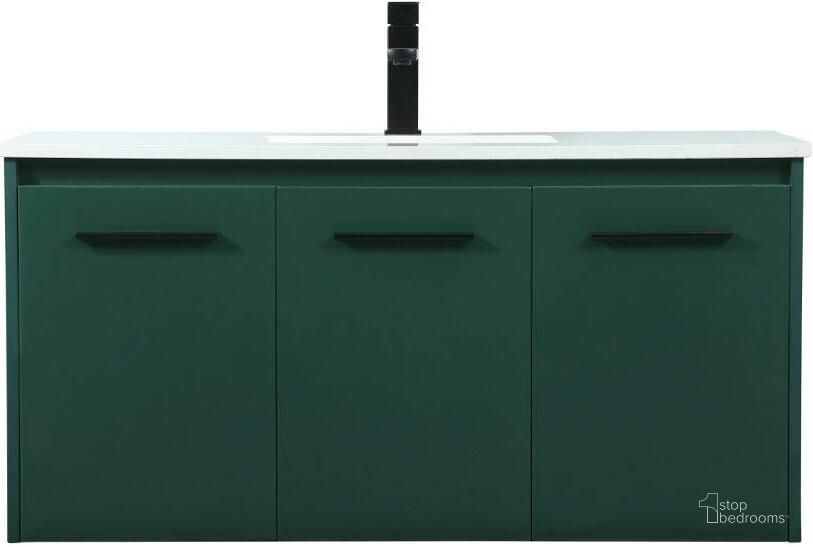 The appearance of Penn 40 Inch Single Bathroom Vanity In Green designed by Elegant Lighting in the transitional interior design. This green piece of furniture  was selected by 1StopBedrooms from Penn Collection to add a touch of cosiness and style into your home. Sku: VF44540MGN. Material: MDF. Product Type: Bathroom Vanity. Image1