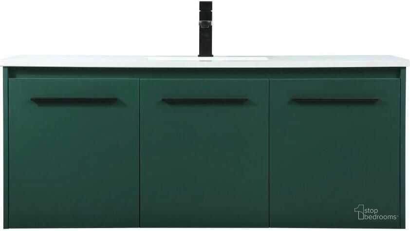The appearance of Penn 48 Inch Single Bathroom Vanity In Green designed by Elegant Lighting in the transitional interior design. This green piece of furniture  was selected by 1StopBedrooms from Penn Collection to add a touch of cosiness and style into your home. Sku: VF44548MGN. Material: MDF. Product Type: Bathroom Vanity. Image1