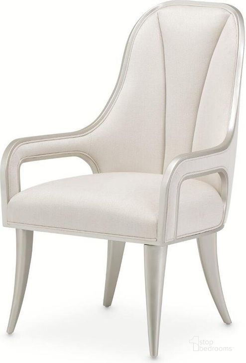 The appearance of Penthouse Dining Arm Chair Set Of 2 In Ash Gray designed by AICO in the modern / contemporary interior design. This ash gray piece of furniture  was selected by 1StopBedrooms from Penthouse Collection to add a touch of cosiness and style into your home. Sku: N9033004-130. Material: Polyester. Product Type: Dining Chair. Image1