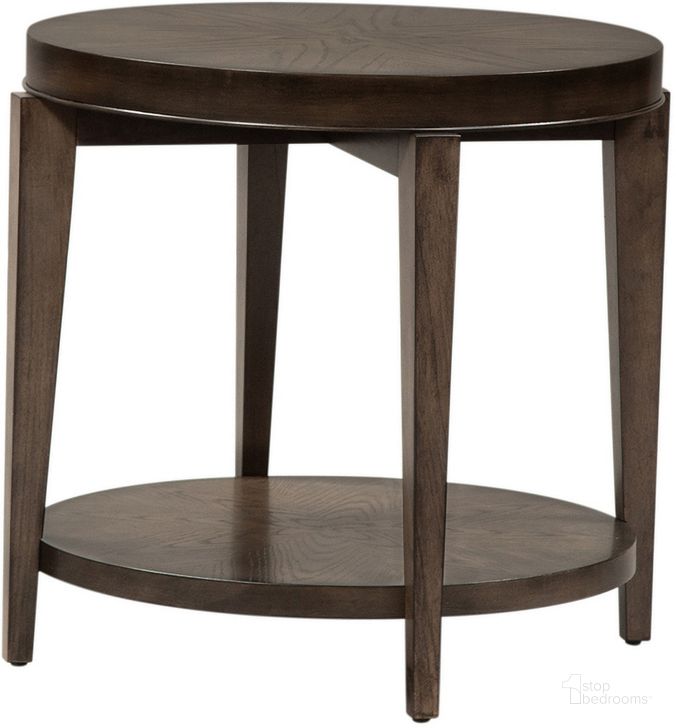 The appearance of Penton Round End Table designed by Liberty in the modern / contemporary interior design. This espresso piece of furniture  was selected by 1StopBedrooms from Penton Collection to add a touch of cosiness and style into your home. Sku: 268-OT1020. Product Type: End Table. Material: Rubberwood. Image1