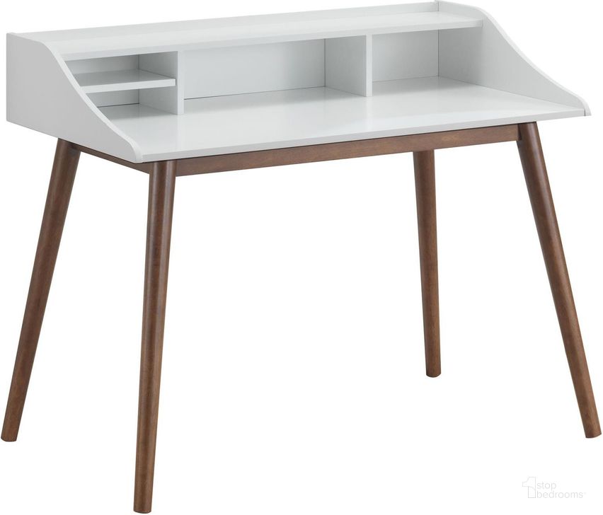 The appearance of Percy Writing Desk (White And Walnut) designed by Coaster in the modern / contemporary interior design. This white piece of furniture  was selected by 1StopBedrooms from Percy Collection to add a touch of cosiness and style into your home. Sku: 804495. Material: MDF. Product Type: Home Office Desk. Image1
