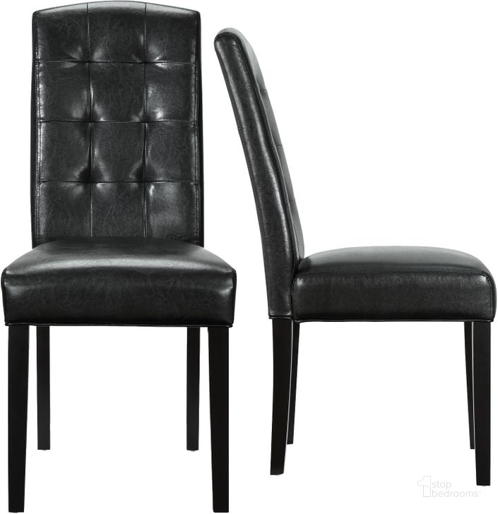 The appearance of Perdure Black Dining Chairs Vinyl Set of 2 designed by Modway in the modern / contemporary interior design. This black piece of furniture  was selected by 1StopBedrooms from Perdure Collection to add a touch of cosiness and style into your home. Sku: EEI-952-BLK. Material: Wood. Product Type: Dining Chair. Image1