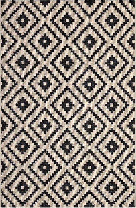 The appearance of Perplex Black and Beige Geometric Diamond Trellis 5x8 Indoor and Outdoor Area Rug designed by Modway in the modern / contemporary interior design. This black and beige piece of furniture  was selected by 1StopBedrooms from Perplex Collection to add a touch of cosiness and style into your home. Sku: R-1134A-58. Material: Polypropylene. Product Type: Area Rugs. Image1