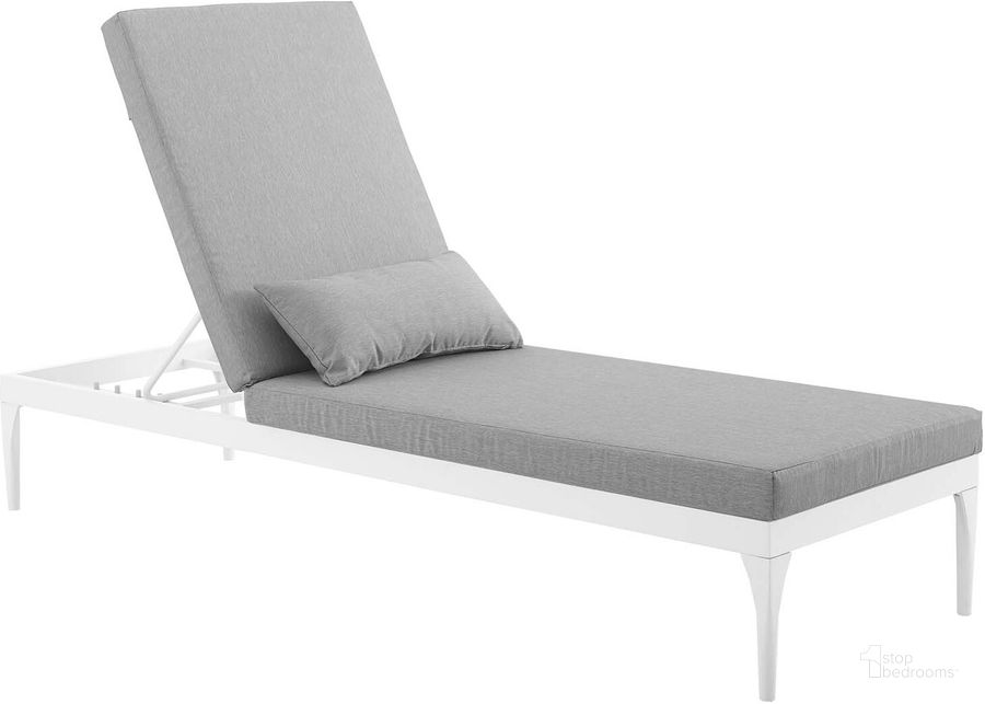 The appearance of Perspective White and Gray Cushion Outdoor Patio Chaise Lounge Chair designed by Modway in the modern / contemporary interior design. This white and gray piece of furniture  was selected by 1StopBedrooms from Perspective Collection to add a touch of cosiness and style into your home. Sku: EEI-3301-WHI-GRY. Product Type: Outdoor Chair. Material: Foam. Image1