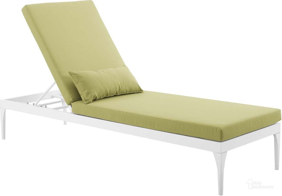 The appearance of Perspective White Peridot Cushion Outdoor Patio Chaise Lounge Chair designed by Modway in the modern / contemporary interior design. This white peridot piece of furniture  was selected by 1StopBedrooms from Perspective Collection to add a touch of cosiness and style into your home. Sku: EEI-3301-WHI-PER. Product Type: Outdoor Chair. Material: Foam. Image1