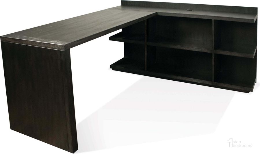 The appearance of Perspectives Ebonized Acacia L Desk designed by Riverside Furniture in the transitional interior design. This black piece of furniture  was selected by 1StopBedrooms from Perspectives Collection to add a touch of cosiness and style into your home. Sku: 28233;28234. Product Type: Desk. Image1