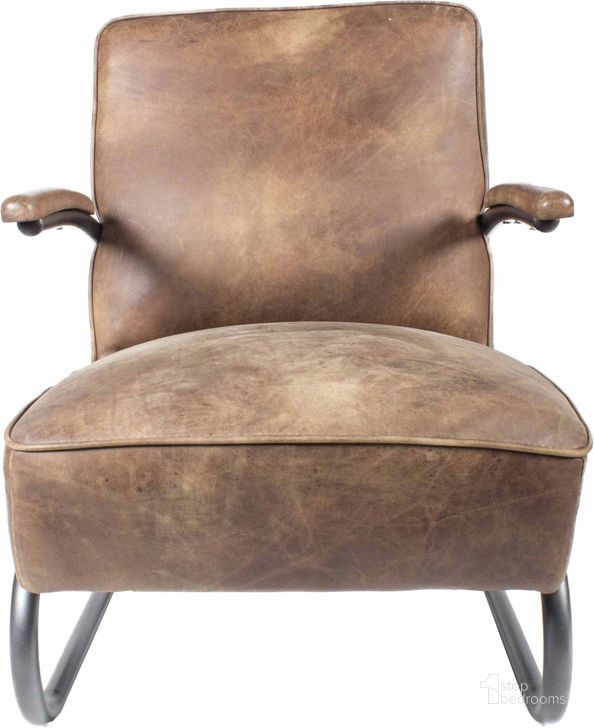 The appearance of Perth Brown Club Chair designed by Moes Home in the transitional interior design. This brown piece of furniture  was selected by 1StopBedrooms from Perth Collection to add a touch of cosiness and style into your home. Sku: PK-1022-03. Material: Leather. Product Type: Accent Chair. Image1