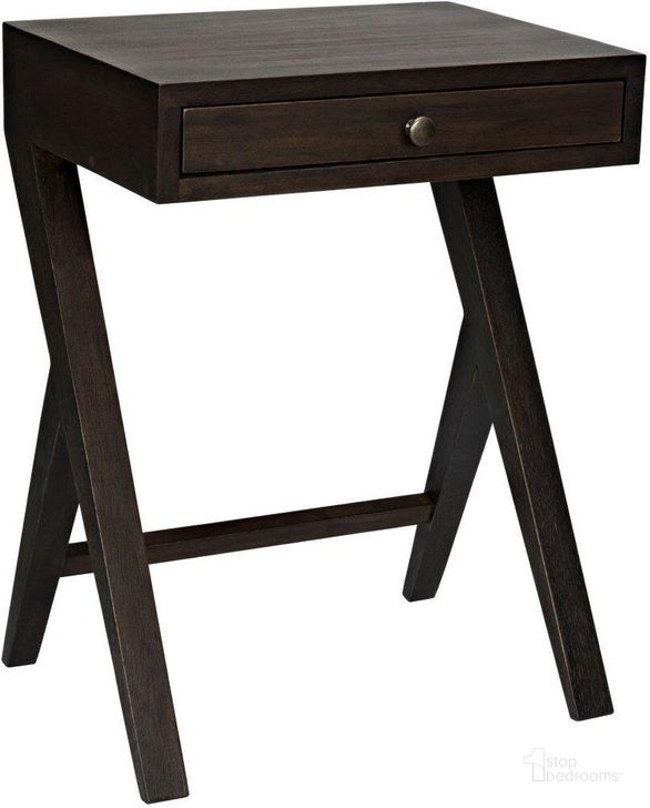 The appearance of Peter Side Table In Ebony Walnut designed by Noir in the transitional interior design. This walnut piece of furniture  was selected by 1StopBedrooms from Peter Collection to add a touch of cosiness and style into your home. Sku: GTAB686EB. Product Type: Side Table. Material: Wood Veneer. Image1