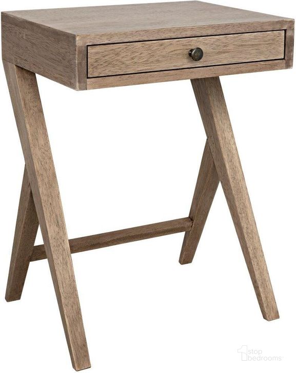The appearance of Peter Side Table In Washed Walnut designed by Noir in the transitional interior design. This natural walnut piece of furniture  was selected by 1StopBedrooms from Peter Collection to add a touch of cosiness and style into your home. Sku: GTAB686WAW. Product Type: Side Table. Material: Wood Veneer. Image1