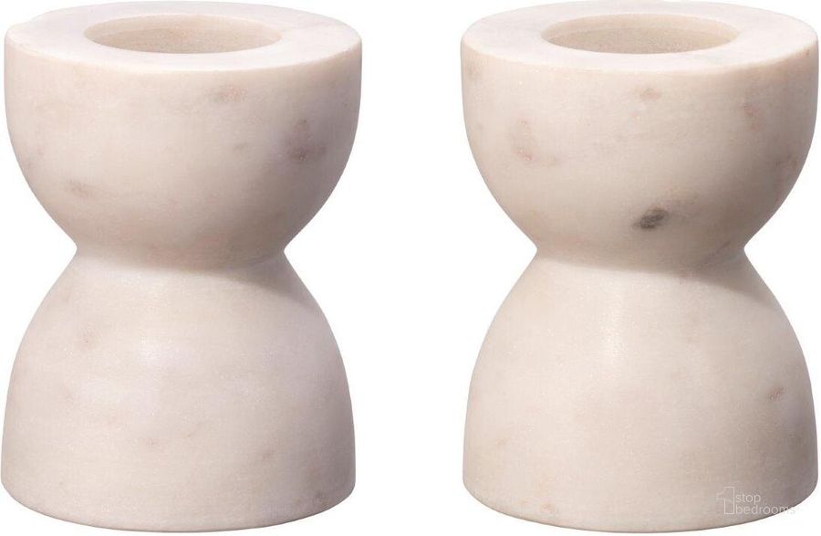 The appearance of Petit White Candlesticks Set of 2 designed by Jamie Young Company in the traditional interior design. This white piece of furniture  was selected by 1StopBedrooms from Petit Collection to add a touch of cosiness and style into your home. Sku: 7PETI-CSWH. Material: Marble. Product Type: Decorative Accessory. Image1