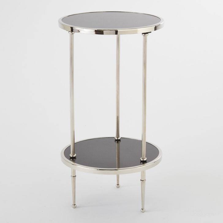 The appearance of Petite Two Tier Table In Nickel designed by Global Views in the modern / contemporary interior design. This nickel piece of furniture  was selected by 1StopBedrooms from Petite Collection to add a touch of cosiness and style into your home. Sku: 9.91247. Product Type: Table. Material: Brass. Image1
