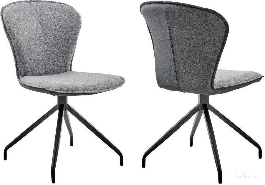 The appearance of Petrie Dining Room Accent Chair In Gray Fabric And Faux Leather With Black Finish designed by Armen Living in the modern / contemporary interior design. This black piece of furniture  was selected by 1StopBedrooms from Petrie Collection to add a touch of cosiness and style into your home. Sku: LCPESIGR. Material: Metal. Product Type: Accent Chair. Image1