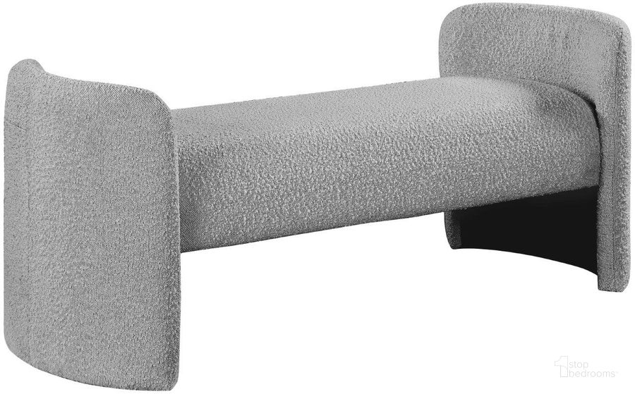 The appearance of Peyton Grey Boucle Fabric Bench designed by Meridian in the modern / contemporary interior design. This grey piece of furniture  was selected by 1StopBedrooms from Peyton Collection to add a touch of cosiness and style into your home. Sku: 117Grey. Material: Fabric. Product Type: Bench. Image1