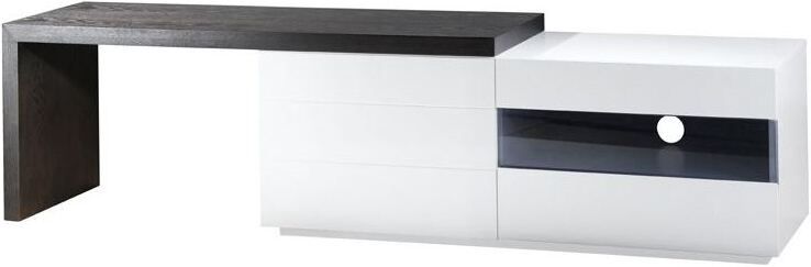 The appearance of Phantom White Gloss Lacquer TV Stand designed by Bellini Modern Living in the modern / contemporary interior design. This white and black piece of furniture  was selected by 1StopBedrooms from Phantom Collection to add a touch of cosiness and style into your home. Sku: Phantom. Product Type: TV Stand. Image1