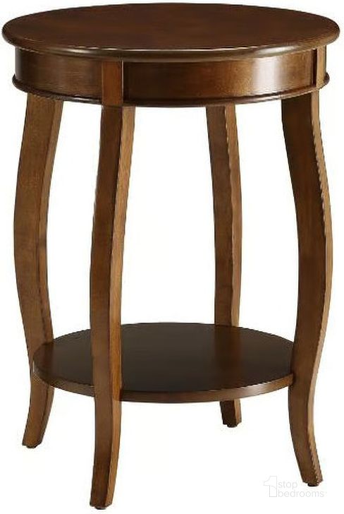 The appearance of Philibert Walnut Side Table designed by Versailles Home in the traditional interior design. This walnut piece of furniture  was selected by 1StopBedrooms from Philibert Collection to add a touch of cosiness and style into your home. Sku: 82789. Table Top Shape: Round. Material: Wood. Product Type: Side Table. Image1