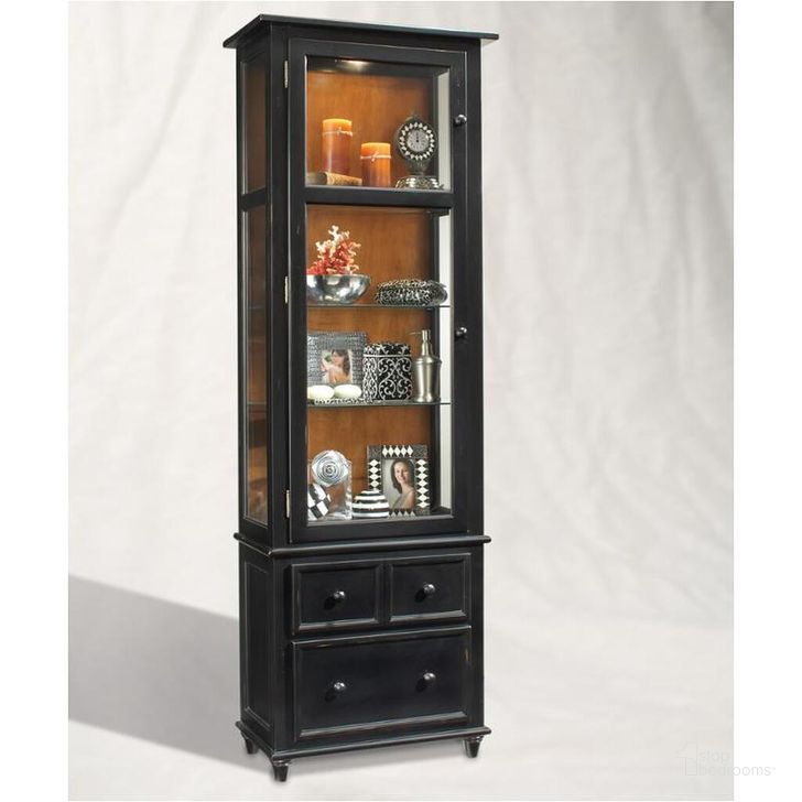 The appearance of Philip Reinisch Co Color Time Vista Display Cabinet In Pirate Black designed by Phillip Reinisch Co in the transitional interior design. This black piece of furniture  was selected by 1StopBedrooms from Color Time Collection to add a touch of cosiness and style into your home. Sku: 73257. Material: Wood. Product Type: Display Cabinet. Image1
