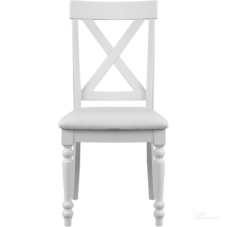 The appearance of Philippe Dining Chair Set of 2 In White designed by Camden Isle Furniture in the modern / contemporary interior design. This white piece of furniture  was selected by 1StopBedrooms from Philippe Collection to add a touch of cosiness and style into your home. Sku: 164442. Material: Wood. Product Type: Dining Chair. Image1