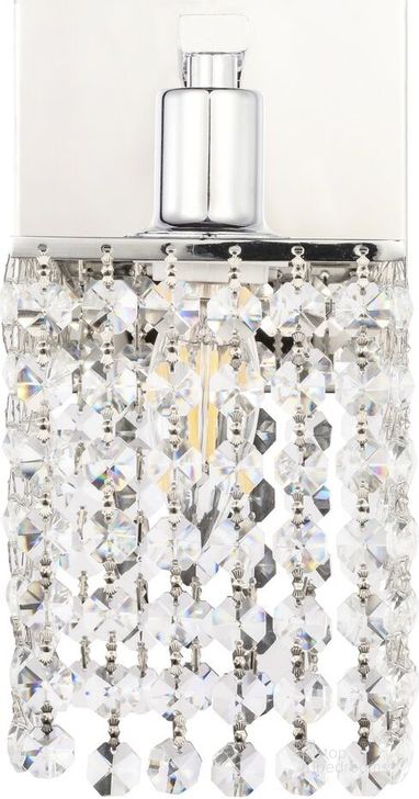 The appearance of Phineas 1 Light Chrome And Clear Crystals Wall Sconce designed by Elegant Lighting in the industrial interior design. This chrome piece of furniture  was selected by 1StopBedrooms from Phineas Collection to add a touch of cosiness and style into your home. Sku: LD7007C. Product Type: Wall Sconce. Material: Iron. Image1
