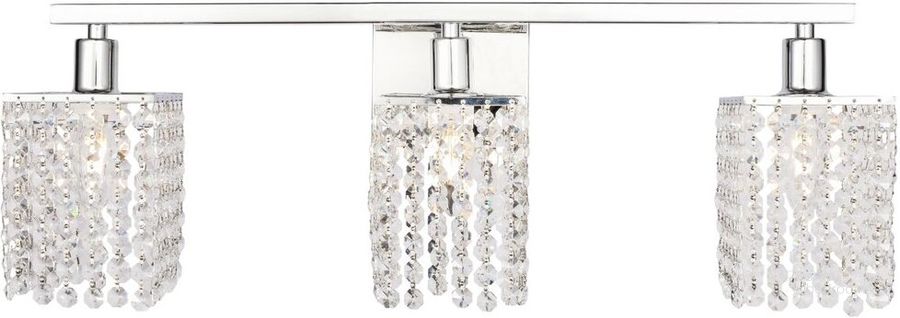 The appearance of Phineas 3 Light Chrome And Clear Crystals Wall Sconce designed by Elegant Lighting in the industrial interior design. This chrome piece of furniture  was selected by 1StopBedrooms from Phineas Collection to add a touch of cosiness and style into your home. Sku: LD7011C. Product Type: Wall Sconce. Material: Iron. Image1