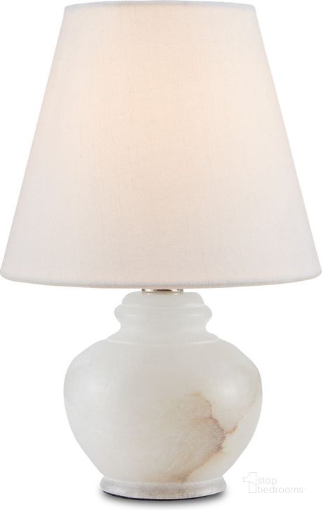 The appearance of Piccolo White Mini Table Lamp designed by Currey & Company in the modern / contemporary interior design. This white piece of furniture  was selected by 1StopBedrooms from Piccolo Collection to add a touch of cosiness and style into your home. Sku: 6000-0761. Product Type: Table Lamp. Material: Alabaster. Image1