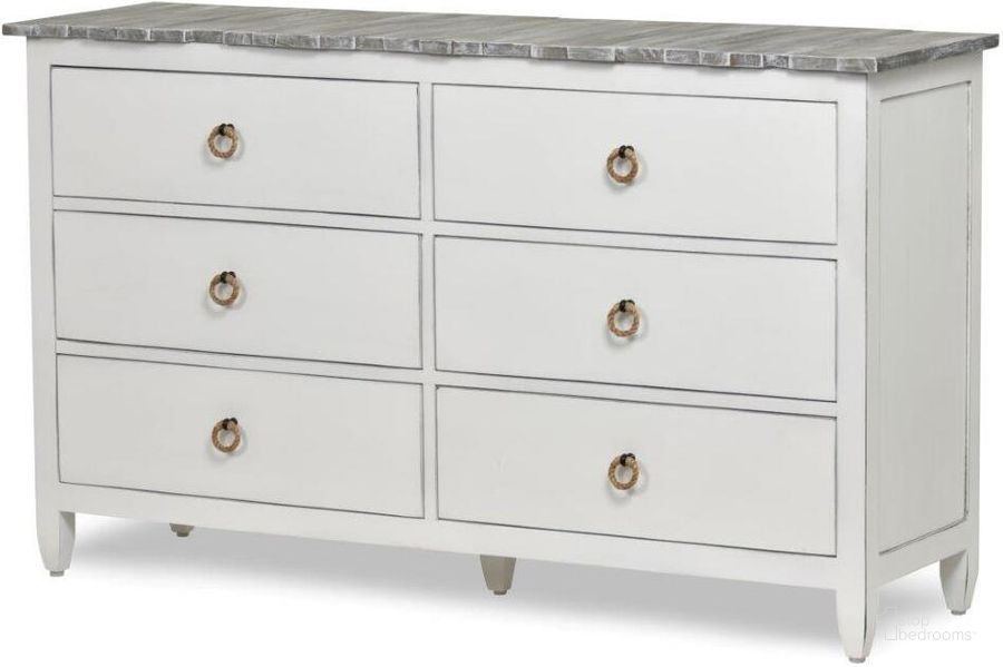 The appearance of Picket Fence 6 Drawer Dresser In White And Grey designed by Sea Winds Trading in the transitional interior design. This white and grey piece of furniture  was selected by 1StopBedrooms from Picket Fence Collection to add a touch of cosiness and style into your home. Sku: B78236-GREY/BLANC. Material: Wood. Product Type: Dresser.