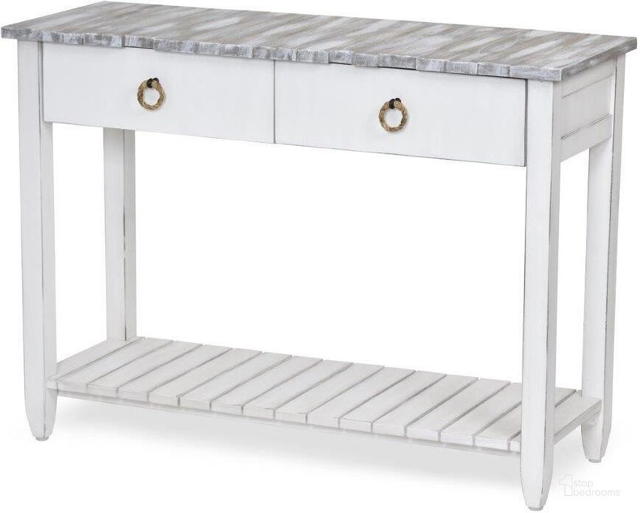 The appearance of Picket Fence Console Table In White And Grey designed by Sea Winds Trading in the transitional interior design. This white and grey piece of furniture  was selected by 1StopBedrooms from Picket Fence Collection to add a touch of cosiness and style into your home. Sku: B78204-GREY/BLANC. Material: Wood. Product Type: Console Table. Image1