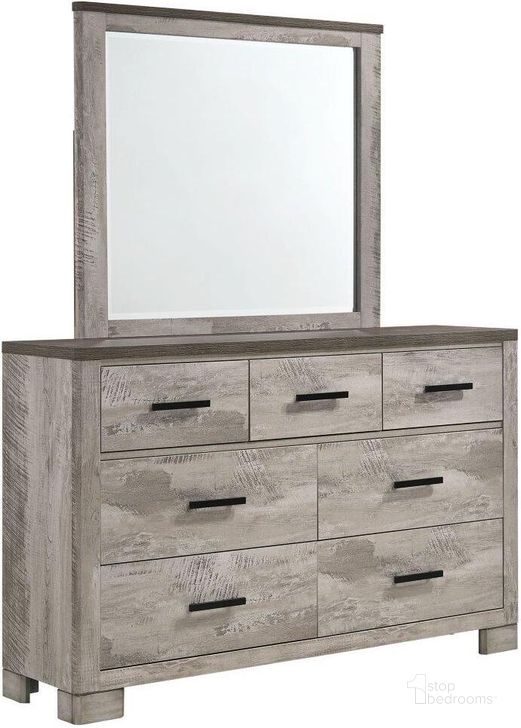 The appearance of Picket House Furnishings Adam 6-Drawer Dresser With Mirror designed by Picket House in the transitional interior design. This gray piece of furniture  was selected by 1StopBedrooms from Adam Collection to add a touch of cosiness and style into your home. Sku: MC300DR;MC300MR. Product Type: Dresser and Mirror. Material: Rubberwood. Image1