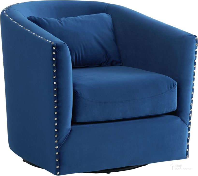The appearance of Picket House Furnishings Alba Swivel Chair In Navy designed by Picket House in the modern / contemporary interior design. This navy piece of furniture  was selected by 1StopBedrooms from Alba Collection to add a touch of cosiness and style into your home. Sku: UST3293102SWE. Product Type: Swivel Chair. Material: Rubberwood. Image1