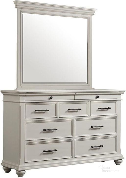 The appearance of Picket House Furnishings Brooks 9-Drawer Dresser With Mirror designed by Picket House in the transitional interior design. This white piece of furniture  was selected by 1StopBedrooms from Brooks Collection to add a touch of cosiness and style into your home. Sku: SR600DR;SR600MR. Product Type: Dresser and Mirror. Material: MDF. Image1