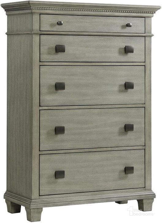 The appearance of Picket House Furnishings Clovis 5-Drawer Chest In Grey designed by Picket House in the modern / contemporary interior design. This grey piece of furniture  was selected by 1StopBedrooms from Clovis Collection to add a touch of cosiness and style into your home. Sku: CW300CH. Material: Wood. Product Type: Chest. Image1