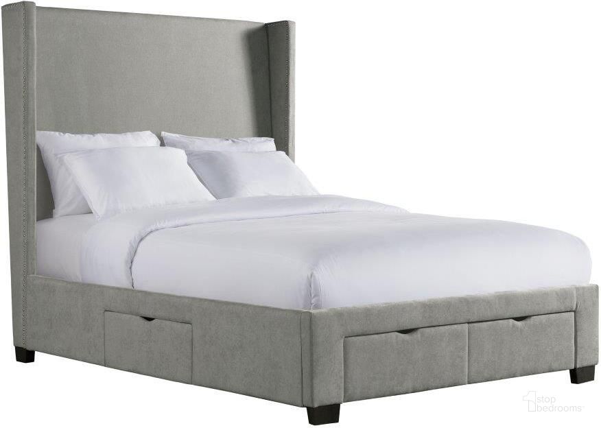 The appearance of Picket House Furnishings Fiona Queen Upholstered Storage Bed designed by Picket House in the transitional interior design. This grey piece of furniture  was selected by 1StopBedrooms from Fiona Collection to add a touch of cosiness and style into your home. Sku: UMG3151QH;UGT3151QSFSR. Bed Type: Storage Bed. Product Type: Storage Bed. Bed Size: Queen. Material: Pine. Image1