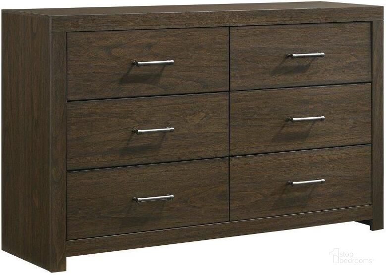 The appearance of Picket House Furnishings Hendrix 6-Drawer Dresser In Walnut designed by Picket House in the transitional interior design. This walnut piece of furniture  was selected by 1StopBedrooms from Hendrix Collection to add a touch of cosiness and style into your home. Sku: BY400DR. Product Type: Dresser. Material: MDF. Image1