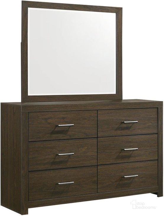 The appearance of Picket House Furnishings Hendrix 6 Drawer Dresser with Mirror in Walnut designed by Picket House in the transitional interior design. This walnut piece of furniture  was selected by 1StopBedrooms from Hendrix Collection to add a touch of cosiness and style into your home. Sku: BY400DR;BY400MR. Product Type: Dresser and Mirror. Material: MDF. Image1
