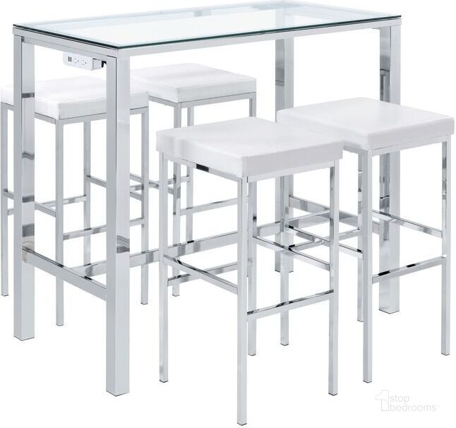 The appearance of Picket House Furnishings Lori Multipurpose Bar Table Set In White and Chrome designed by Picket House in the transitional interior design. This white and chrome piece of furniture  was selected by 1StopBedrooms from Lori Collection to add a touch of cosiness and style into your home. Sku: CTLN100BTSP. Material: Metal. Product Type: Bistro and Bar Table Set. Image1