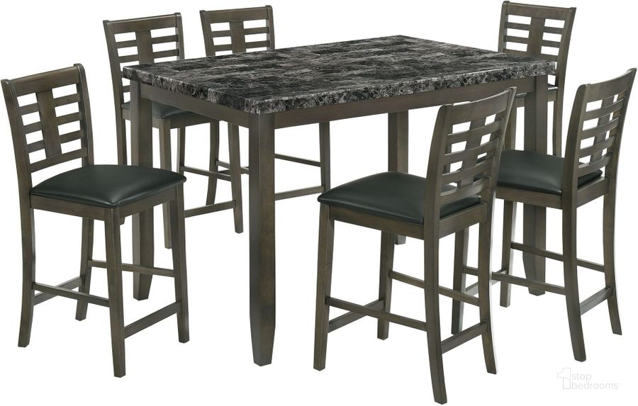 The appearance of Picket House Furnishings Nixon 7Pc Counter Height Dining Set In Gray designed by Picket House in the transitional interior design. This grey and dark brown piece of furniture  was selected by 1StopBedrooms from Nixon Collection to add a touch of cosiness and style into your home. Sku: DNS3007CS. Product Type: Dining Room Set. Material: Rubberwood. Image1