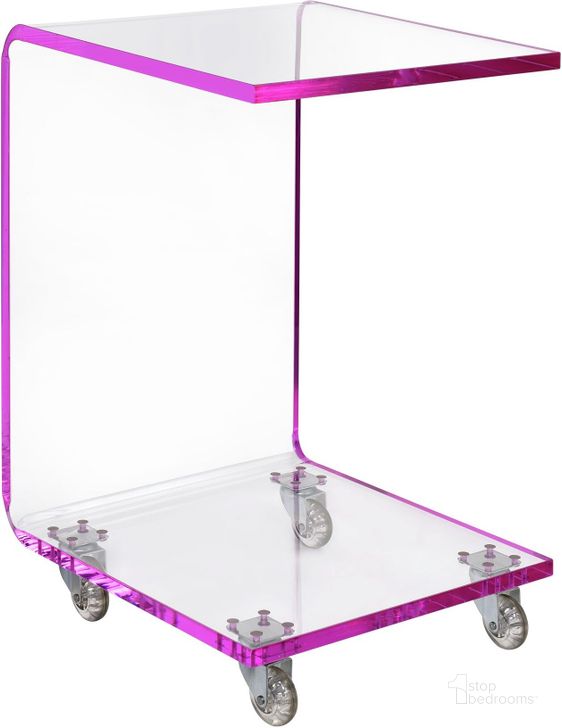 The appearance of Picket House Furnishings Peek Acrylic Snack Table In Pink designed by Picket House in the modern / contemporary interior design. This pink piece of furniture  was selected by 1StopBedrooms from Peek Collection to add a touch of cosiness and style into your home. Sku: CIR800STE. Product Type: Snack Table. Material: Acrylic. Image1