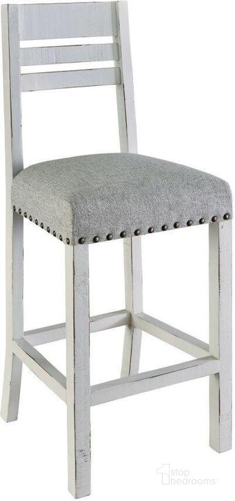 The appearance of Picket House Furnishings Robertson Bar Stool In White designed by Picket House in the rustic / southwestern interior design. This white and gray piece of furniture  was selected by 1StopBedrooms from Robertson Collection to add a touch of cosiness and style into your home. Sku: MDCD700BS. Material: Steel. Product Type: Barstool. Image1