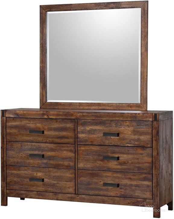 The appearance of Picket House Furnishings Wren 6-Drawer Dresser And Mirror Set In Chestnut designed by Picket House in the rustic / southwestern interior design. This chestnut piece of furniture  was selected by 1StopBedrooms from Wren Collection to add a touch of cosiness and style into your home. Sku: WN100DR;WN100MR. Product Type: Dresser and Mirror. Material: Rubberwood. Image1