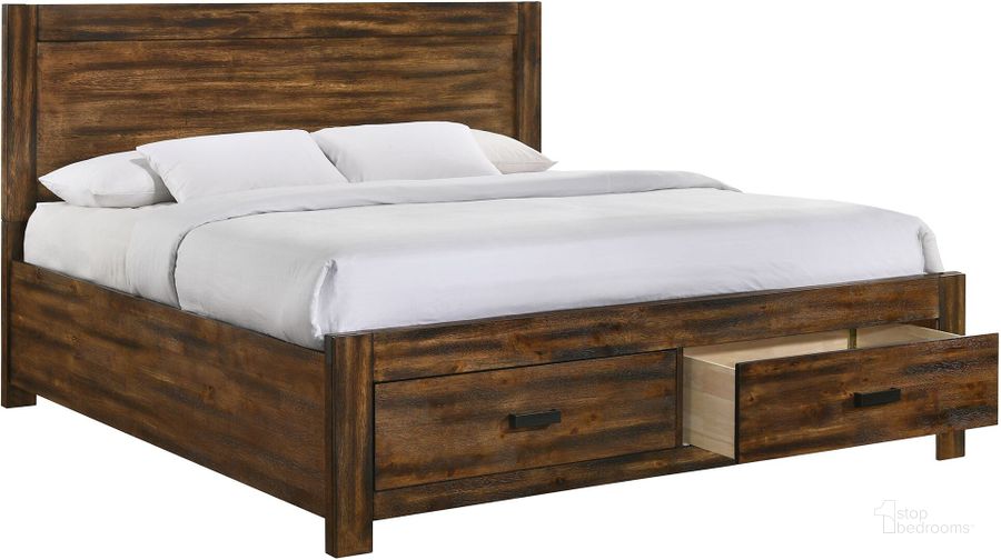 The appearance of Picket House Furnishings Wren King Platform Storage Bed In Chestnut designed by Picket House in the rustic / southwestern interior design. This chestnut piece of furniture  was selected by 1StopBedrooms from Wren Collection to add a touch of cosiness and style into your home. Sku: WN100KHF;WN100KR;WN100KS. Bed Type: Storage Bed. Product Type: Storage Bed. Bed Size: King. Material: Rubberwood. Image1
