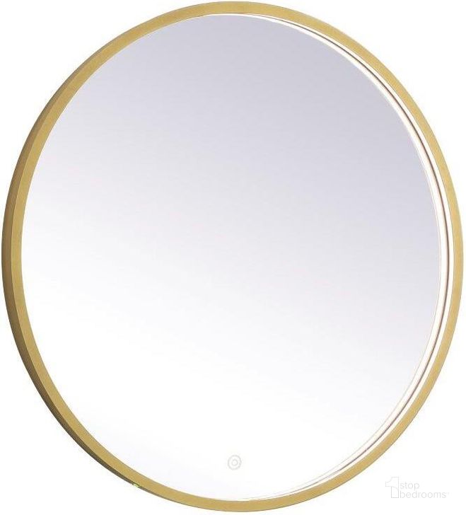 The appearance of Pier Brass Led Mirror MRE6028BR designed by Elegant Lighting in the transitional interior design. This brass piece of furniture  was selected by 1StopBedrooms from Pier Collection to add a touch of cosiness and style into your home. Sku: MRE6028BR. Material: Aluminum. Product Type: Mirror. Image1