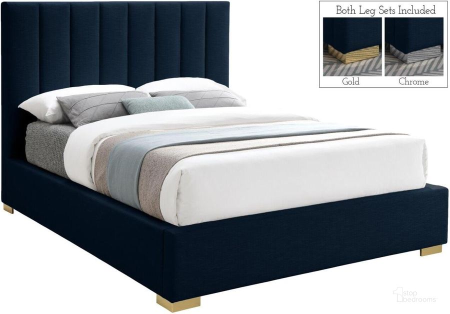 The appearance of Pierce Navy Linen Fabric Full Bed designed by Meridian in the modern / contemporary interior design. This navy linen fabric piece of furniture  was selected by 1StopBedrooms from Pierce Collection to add a touch of cosiness and style into your home. Sku: PierceNavy-F-1;PierceNavy-F-2. Bed Type: Platform Bed. Material: Metal. Product Type: Platform Bed. Bed Size: Full. Image1