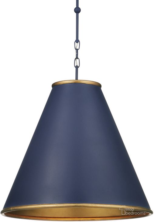 The appearance of Pierrepont Large Blue Pendant designed by Currey & Company in the modern / contemporary interior design. This blue piece of furniture  was selected by 1StopBedrooms from Pierrepont Collection to add a touch of cosiness and style into your home. Sku: 9000-1090. Product Type: Pendant Lighting. Material: Iron. Image1