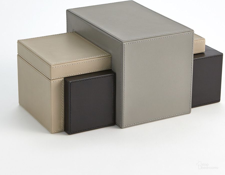 The appearance of Piet Shadow Tri Color Box In Black designed by Global Views in the modern / contemporary interior design. This black piece of furniture  was selected by 1StopBedrooms from Piet Collection to add a touch of cosiness and style into your home. Sku: 9.93748. Material: Leather. Product Type: Box. Image1