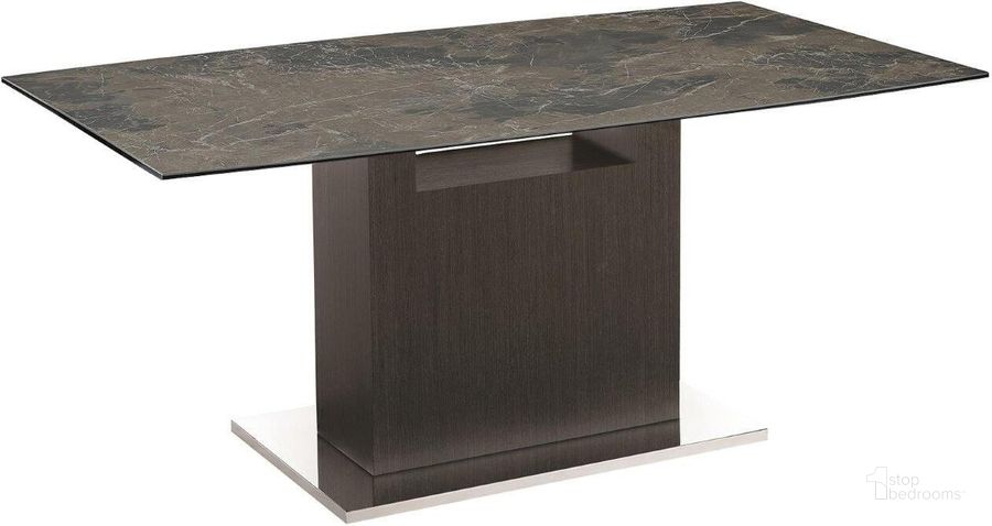 The appearance of Pigeonwood Brown Dining Table 0qd24431892 designed by Atelier Home in the modern / contemporary interior design. This brown piece of furniture  was selected by 1StopBedrooms from Pigeonwood Collection to add a touch of cosiness and style into your home. Sku: TC-MFIX03OAKEMP. Table Base Style: Pedestal. Product Type: Dining Table. Material: Porcelain. Table Top Shape: Rectangular. Size: 71.