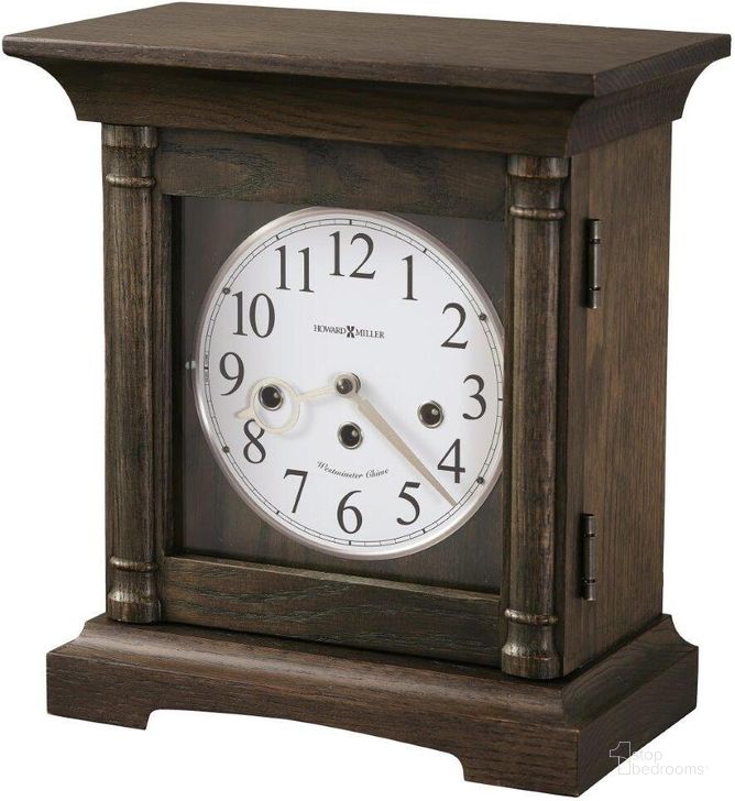The appearance of Pike Mantel Clock In Oak designed by Howard Miller in the modern / contemporary interior design. This dark brown piece of furniture  was selected by 1StopBedrooms from Pike Collection to add a touch of cosiness and style into your home. Sku: 630280. Product Type: Clock. Image1